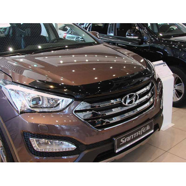 Дефлектор капота (мухобойка) HYUNDAI Santa Fe 12-, темный