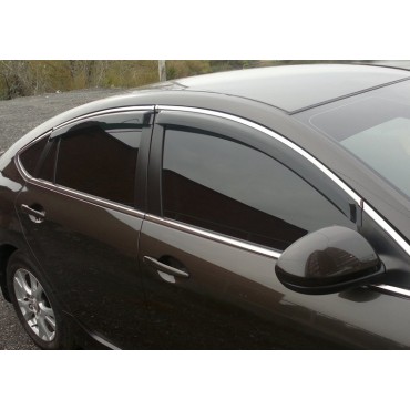Дефлекторы окон (ветровики) Hyundai Accent 2010 -> Sedan С Хром Молдингомом